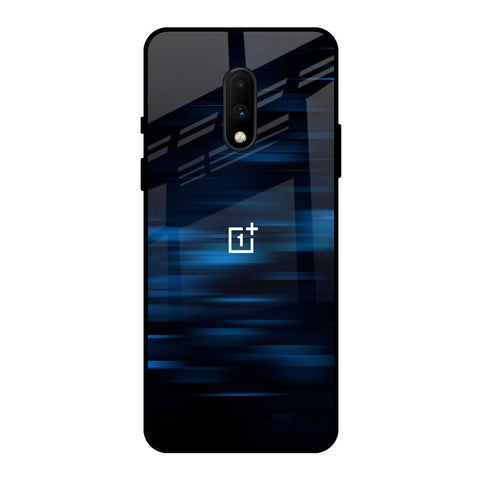 Blue Rough Abstract OnePlus 7 Glass Back Cover Online