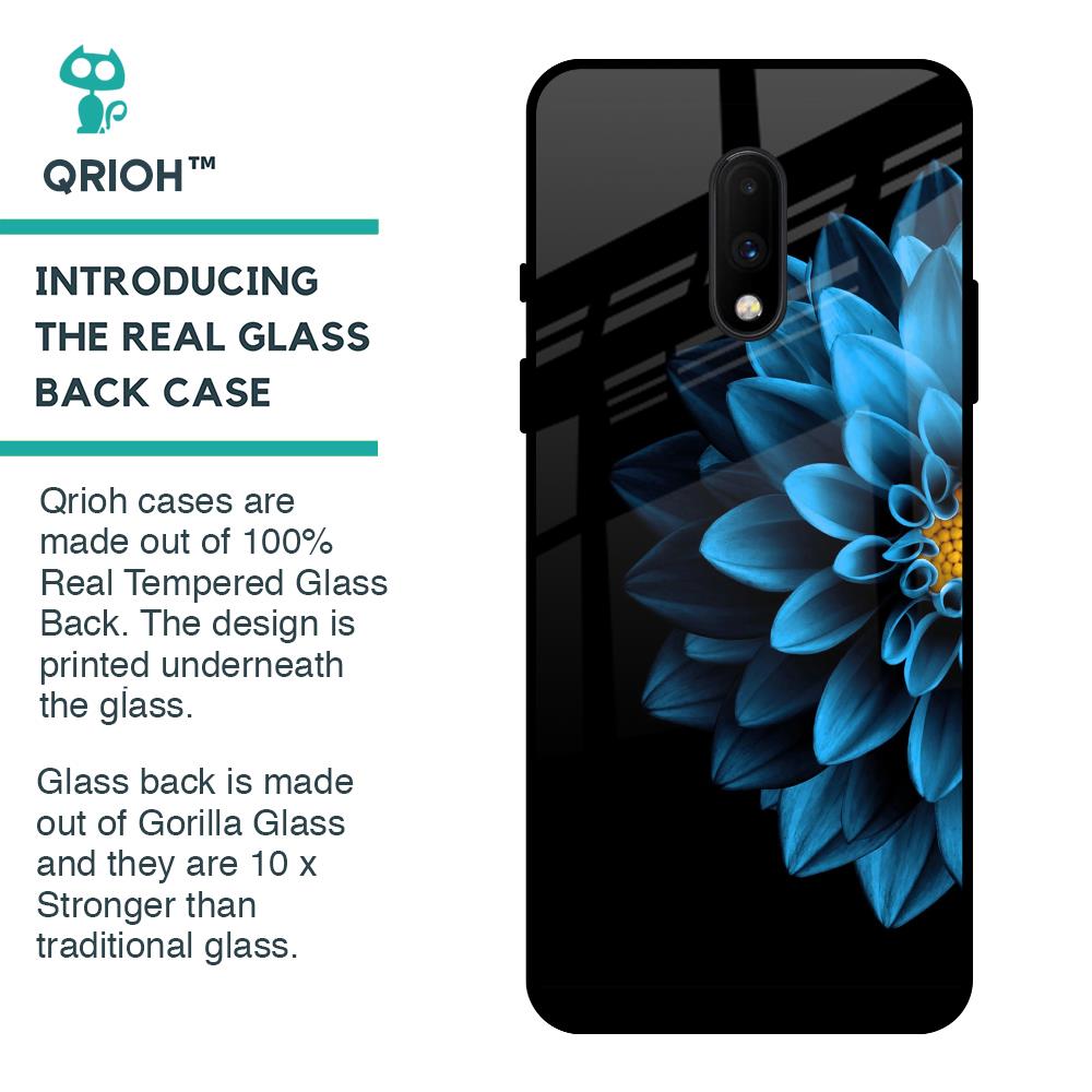 Half Blue Flower Glass Case for OnePlus 7
