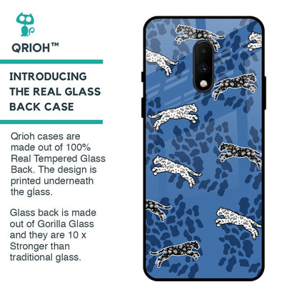 Blue Cheetah Glass Case for OnePlus 7