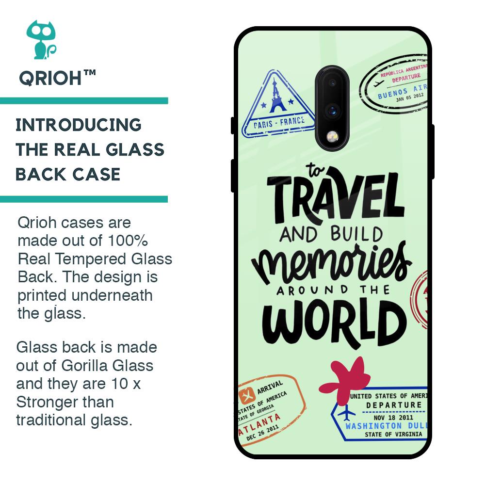 Travel Stamps Glass Case for OnePlus 7