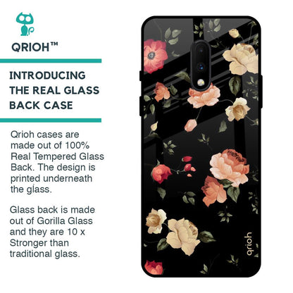 Black Spring Floral Glass Case for OnePlus 7