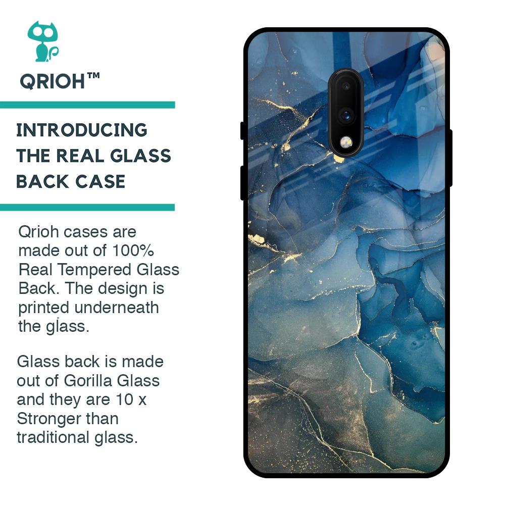 Blue Cool Marble Glass Case for OnePlus 7