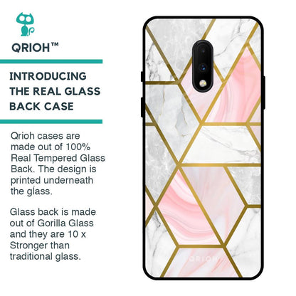 Geometrical Marble Glass Case for OnePlus 7