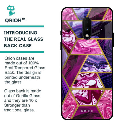 Electroplated Geometric Marble Glass Case for OnePlus 7