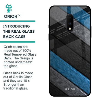Multicolor Wooden Effect Glass Case for OnePlus 7