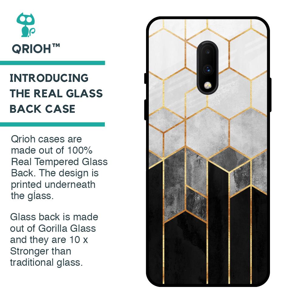 Tricolor Pattern Glass Case for OnePlus 7