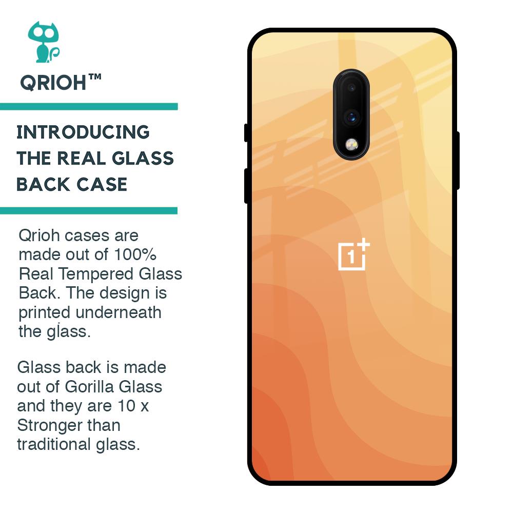 Orange Curve Pattern Glass Case for OnePlus 7