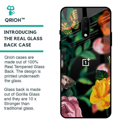 Flowers & Butterfly Glass Case for OnePlus 7