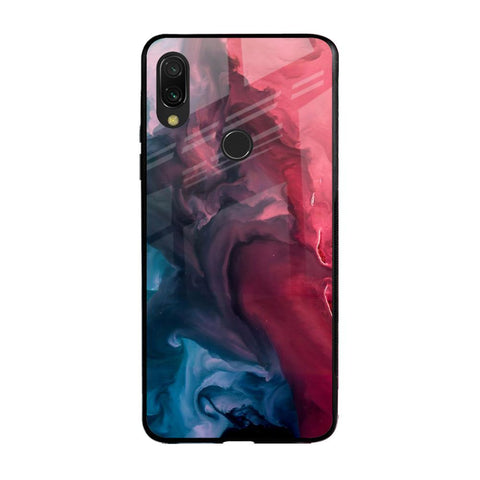 Blue & Red Smoke Xiaomi Redmi Note 7S Glass Back Cover Online