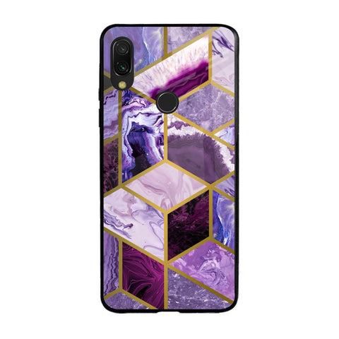 Purple Rhombus Marble Xiaomi Redmi Note 7S Glass Back Cover Online