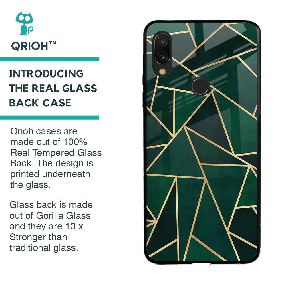 Abstract Green Glass Case For Xiaomi Redmi Note 7S