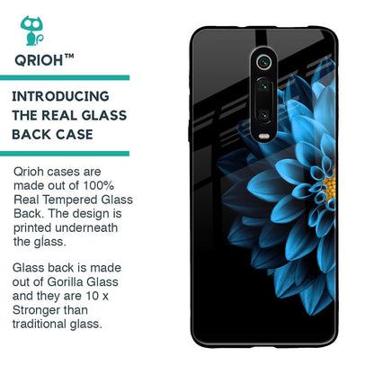 Half Blue Flower Glass Case for Xiaomi Redmi K20