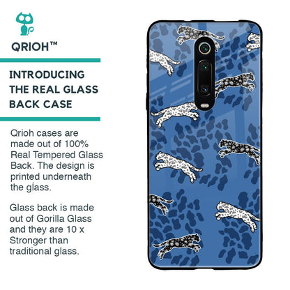 Blue Cheetah Glass Case for Xiaomi Redmi K20