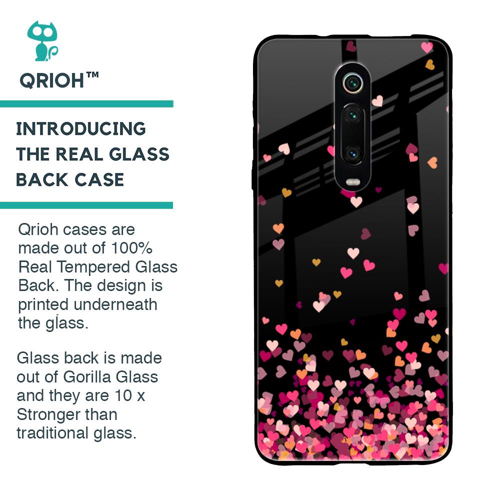 Heart Rain Fall Glass Case For Xiaomi Redmi K20