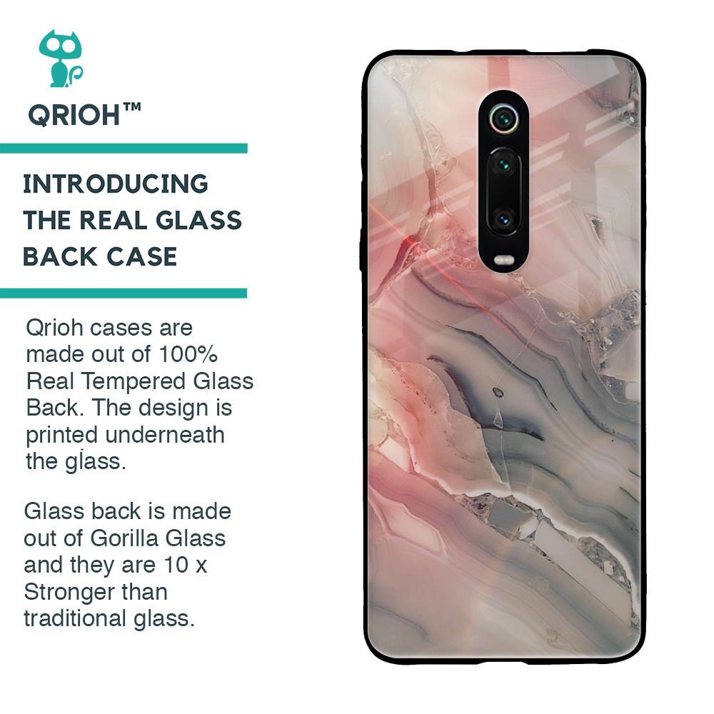 Pink And Grey Marble Glass Case For Xiaomi Redmi K20