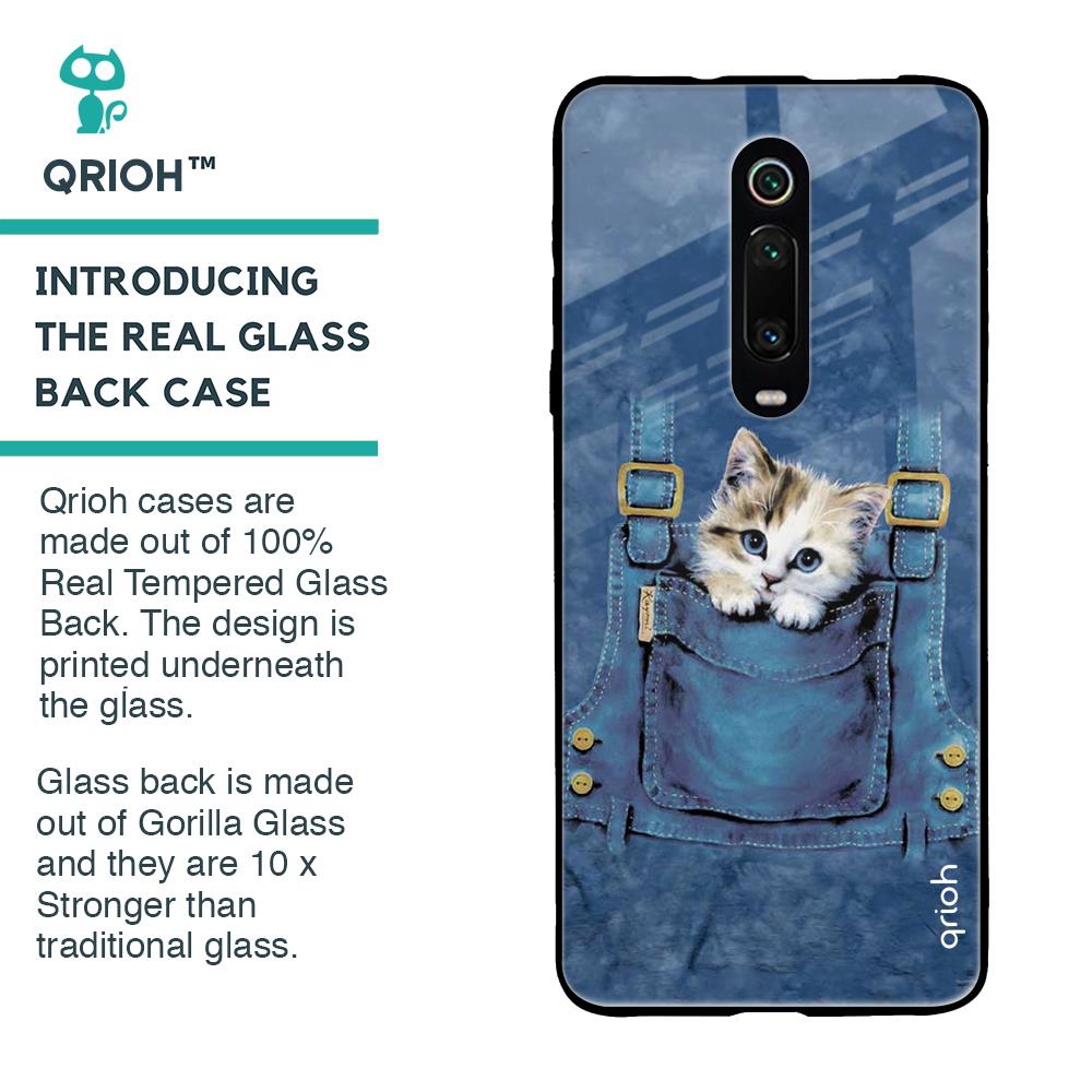 Kitty In Pocket Glass Case For Xiaomi Redmi K20
