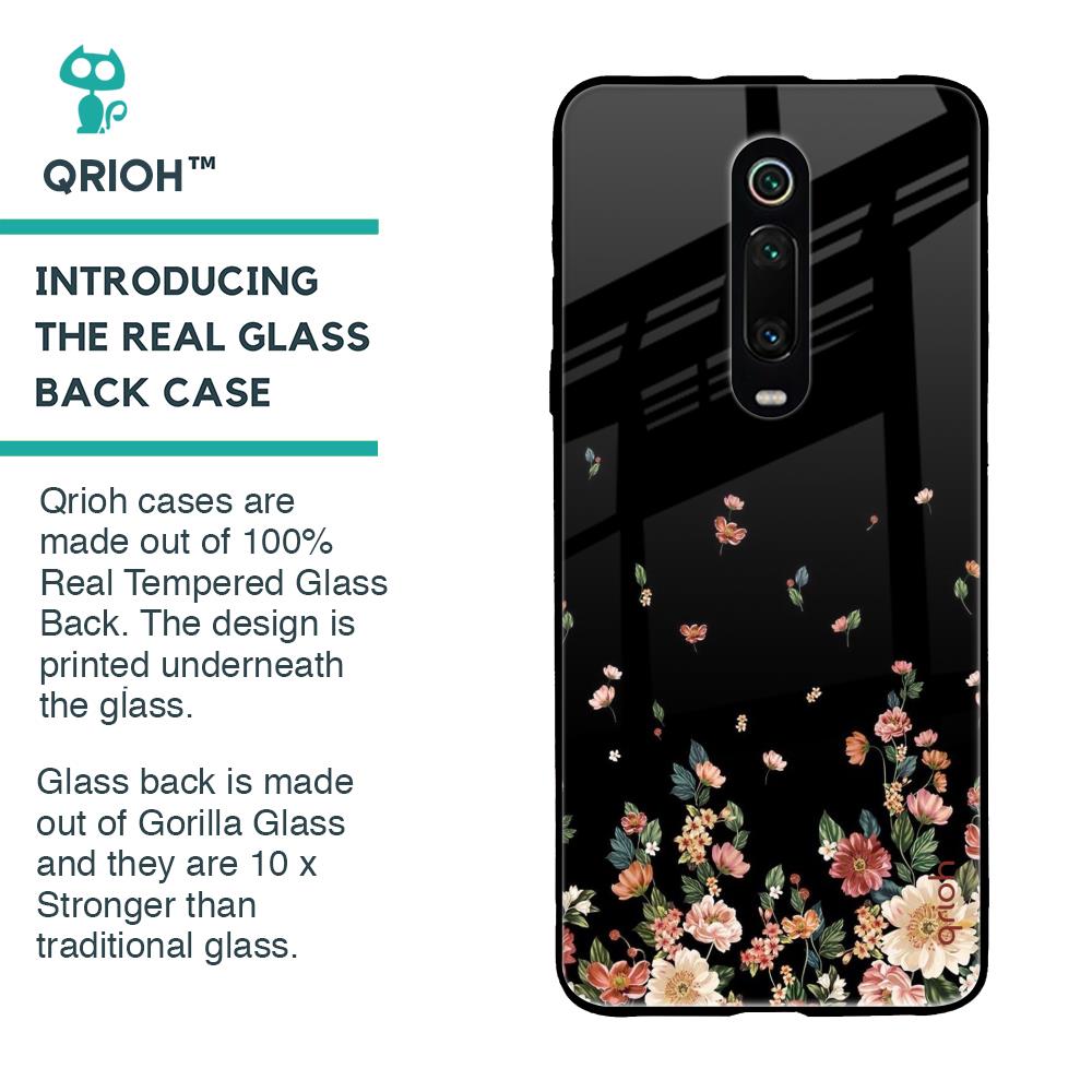 Floating Floral Print Glass Case for Xiaomi Redmi K20