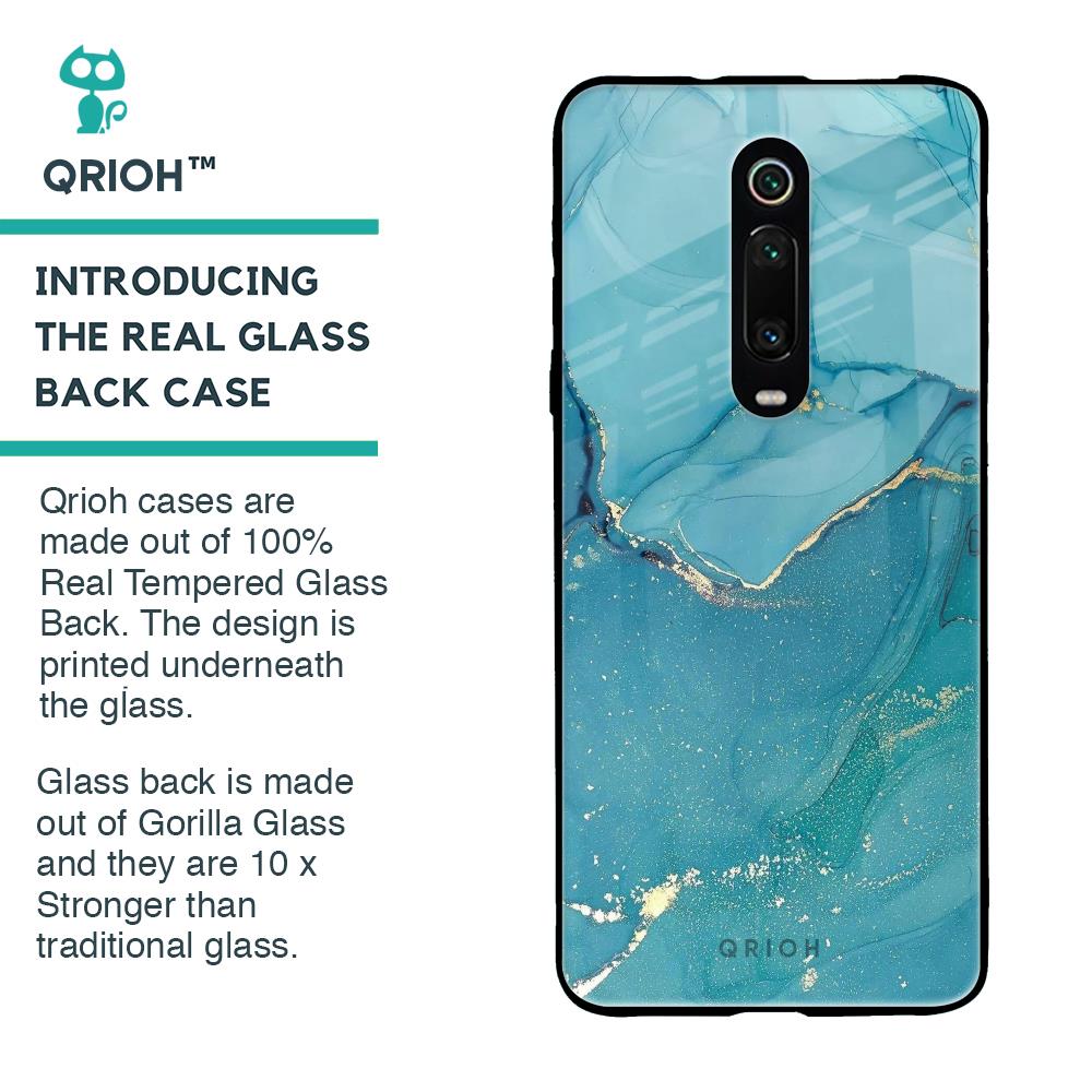 Blue Golden Glitter Glass Case for Xiaomi Redmi K20