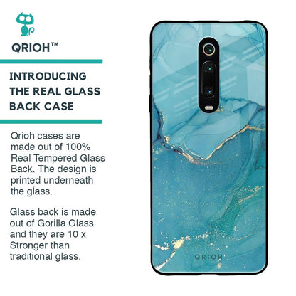 Blue Golden Glitter Glass Case for Xiaomi Redmi K20