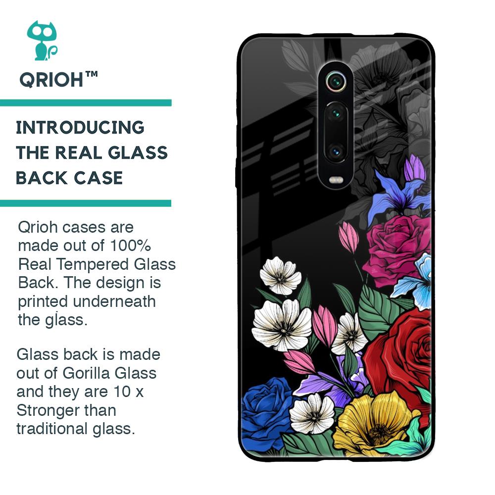 Rose Flower Bunch Art Glass Case for Xiaomi Redmi K20 Pro