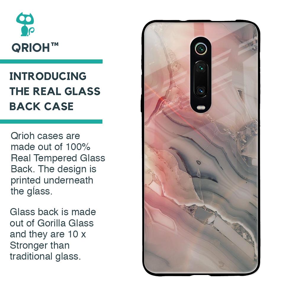 Pink And Grey Marble Glass Case For Xiaomi Redmi K20 Pro