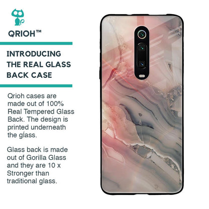 Pink And Grey Marble Glass Case For Xiaomi Redmi K20 Pro