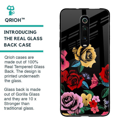 Floral Decorative Glass Case For Xiaomi Redmi K20 Pro