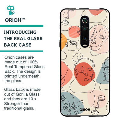 Abstract Faces Glass Case for Xiaomi Redmi K20 Pro