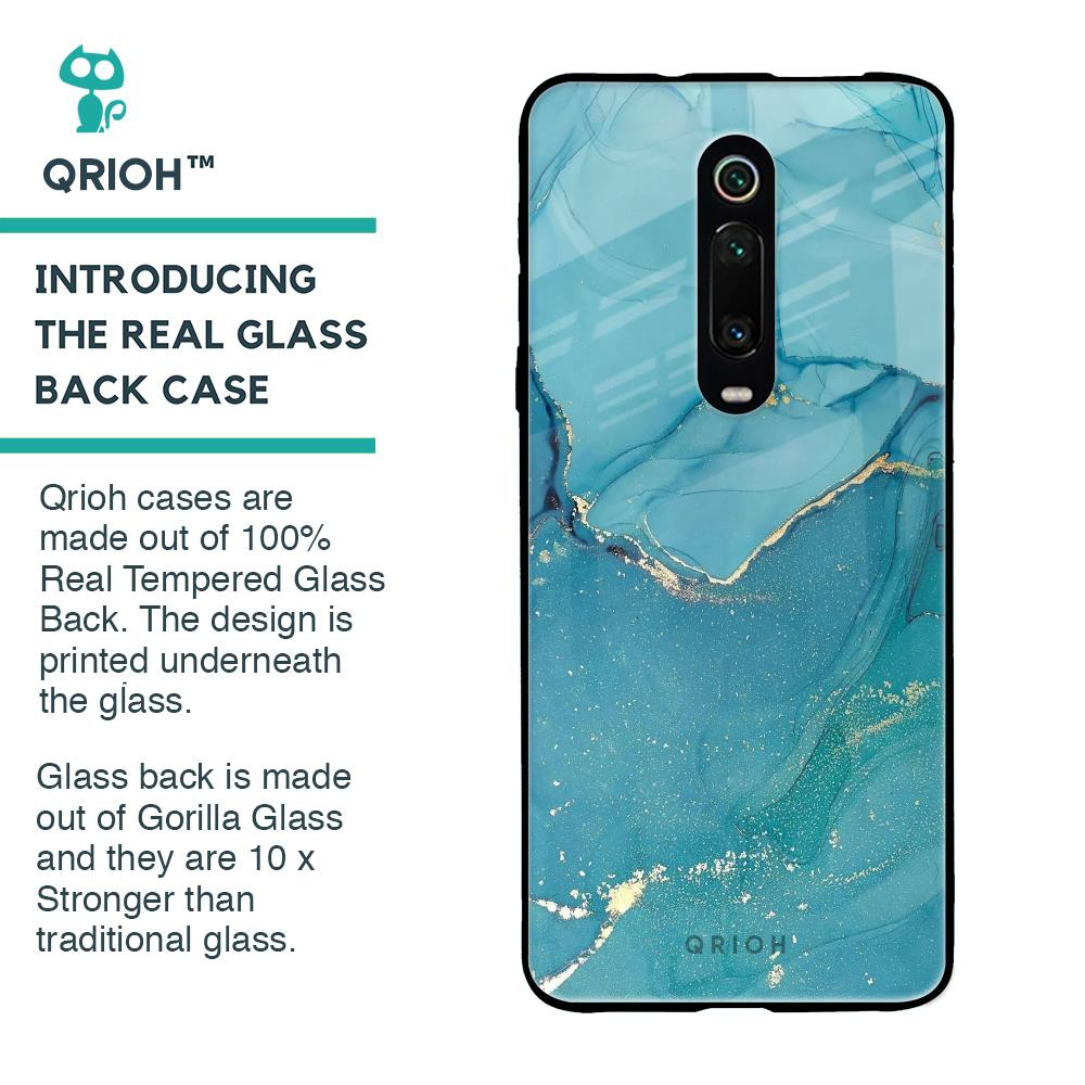 Blue Golden Glitter Glass Case for Xiaomi Redmi K20 Pro