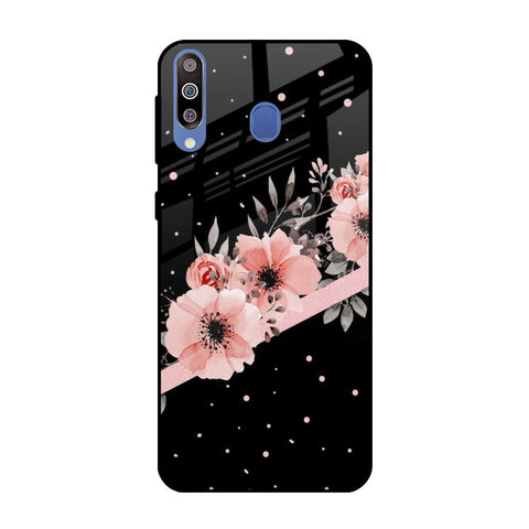 Floral Black Band Samsung Galaxy M40 Glass Back Cover Online