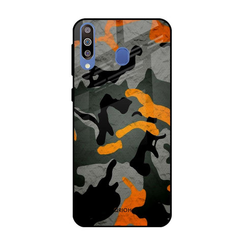 Camouflage Orange Samsung Galaxy M40 Glass Back Cover Online