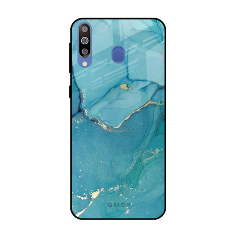 Blue Golden Glitter Samsung Galaxy M40 Glass Back Cover Online