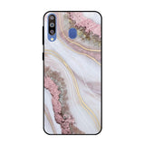 Pink & Gold Gllitter Marble Samsung Galaxy M40 Glass Back Cover Online