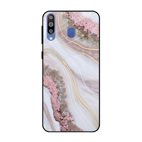 Pink & Gold Gllitter Marble Samsung Galaxy M40 Glass Back Cover Online