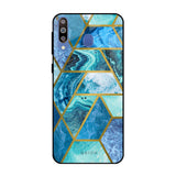 Turquoise Geometrical Marble Samsung Galaxy M40 Glass Back Cover Online