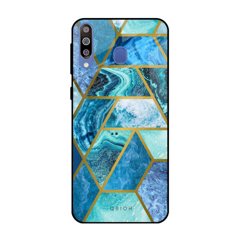 Turquoise Geometrical Marble Samsung Galaxy M40 Glass Back Cover Online