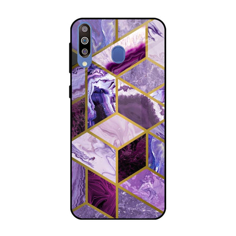 Purple Rhombus Marble Samsung Galaxy M40 Glass Back Cover Online