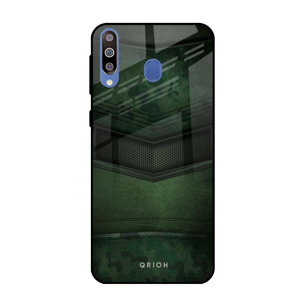 Green Leather Samsung Galaxy M40 Glass Back Cover Online