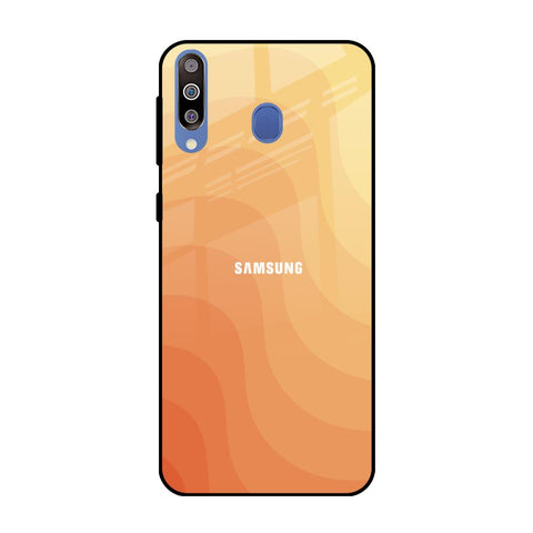 Orange Curve Pattern Samsung Galaxy M40 Glass Back Cover Online