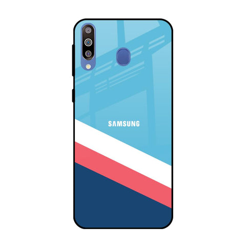 Pink & White Stripes Samsung Galaxy M40 Glass Back Cover Online