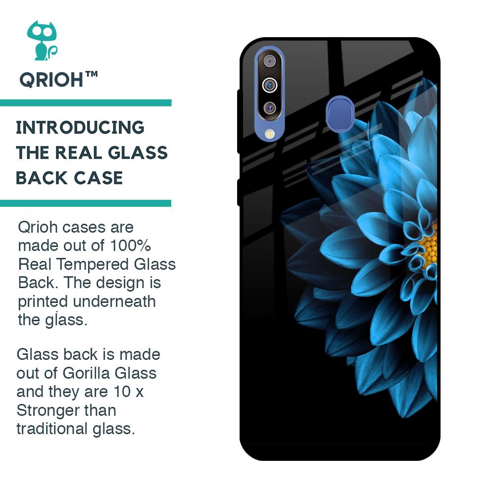 Half Blue Flower Glass Case for Samsung Galaxy M40