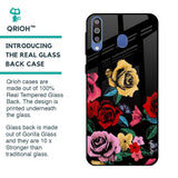 Floral Decorative Glass Case For Samsung Galaxy M40