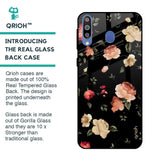 Black Spring Floral Glass Case for Samsung Galaxy M40