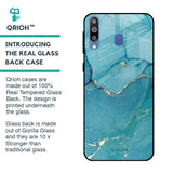 Blue Golden Glitter Glass Case for Samsung Galaxy M40