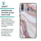 Pink & Gold Gllitter Marble Glass Case for Samsung Galaxy M40