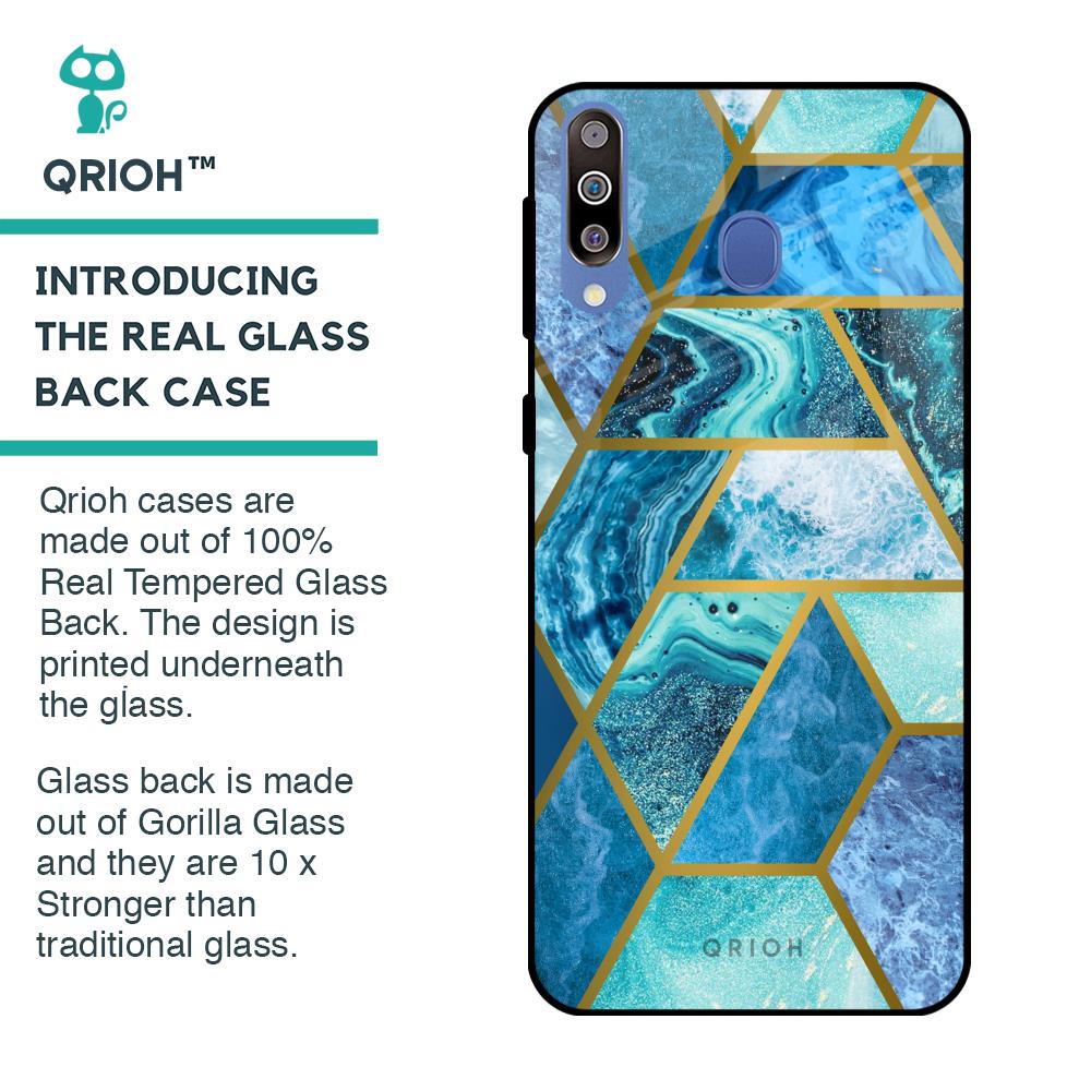 Turquoise Geometrical Marble Glass Case for Samsung Galaxy M40
