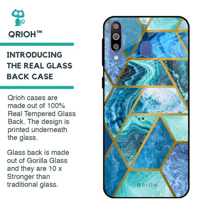 Turquoise Geometrical Marble Glass Case for Samsung Galaxy M40