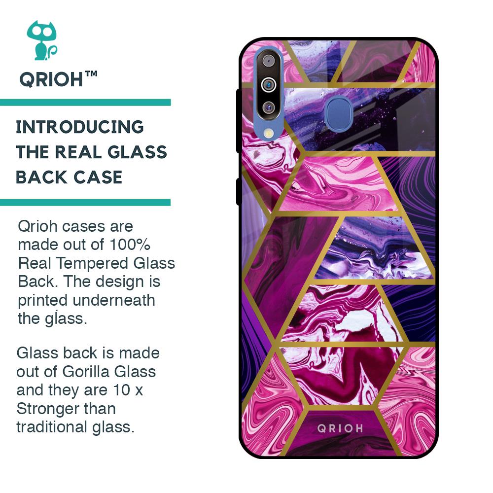 Electroplated Geometric Marble Glass Case for Samsung Galaxy M40