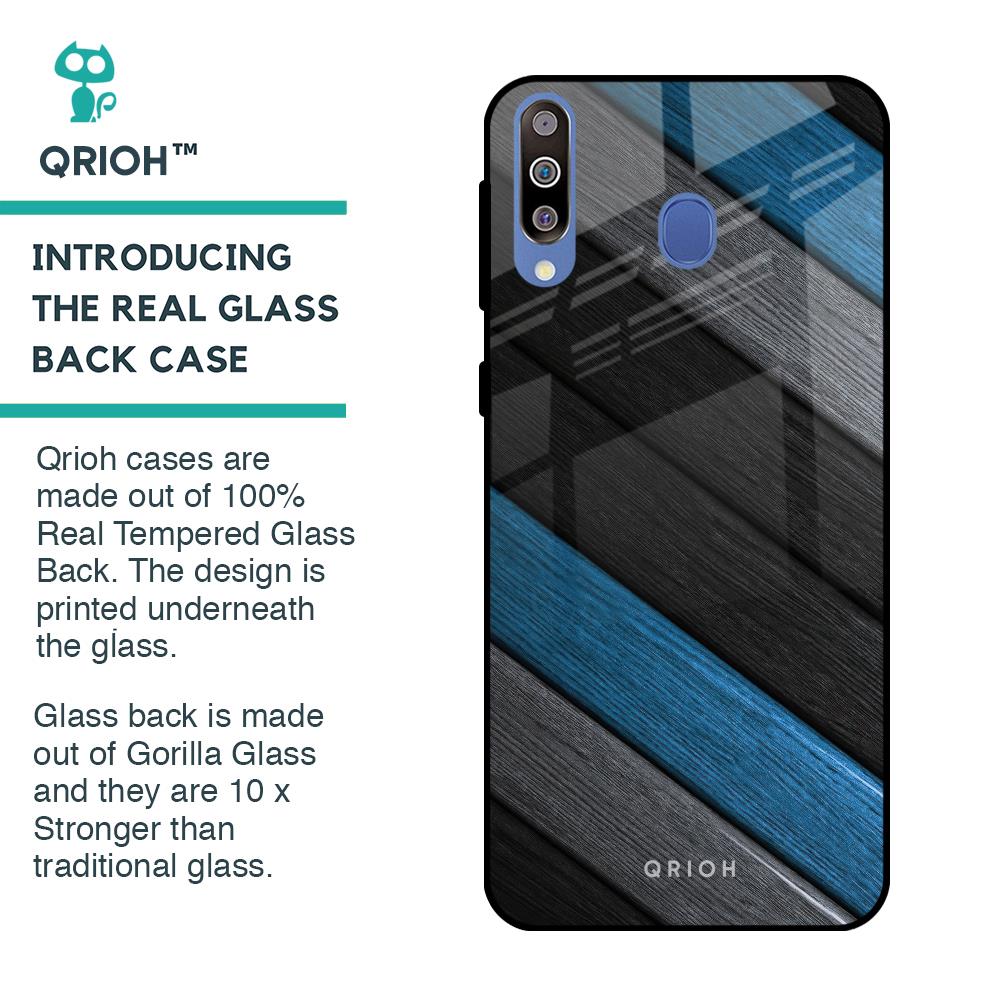 Multicolor Wooden Effect Glass Case for Samsung Galaxy M40