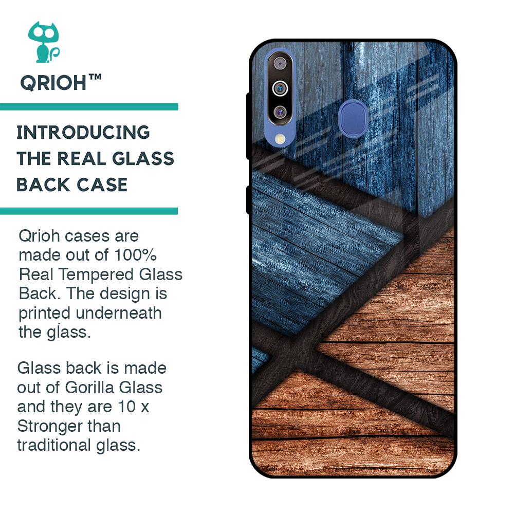 Wooden Tiles Glass Case for Samsung Galaxy M40
